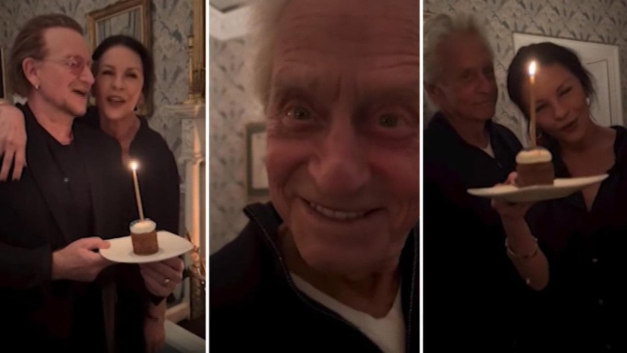 Michael Douglas, compleanno con sorpresa: la moglie Zeta-Jones canta insieme a Bono "Happy Birthday"
