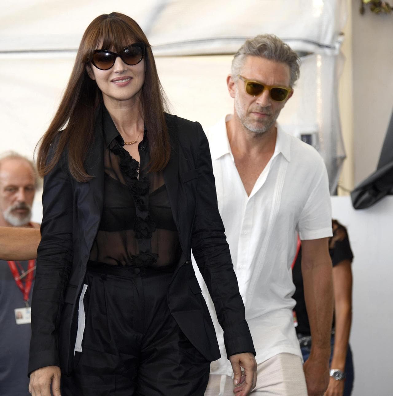 Monica Bellucci con l'allora marito Vincent Cassel per l'anteprima del film 'Irreversible' alla Mostra del cinema di Venezia, nel 2019