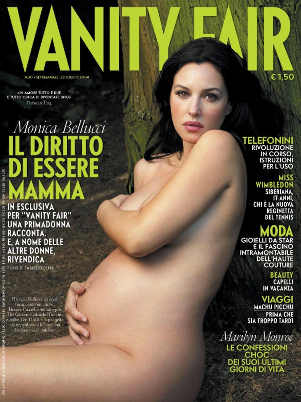 Nuda, col pancione, sulla copertina di Vanity Fair