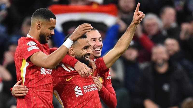 Il Liverpool festeggia il gol di Salah