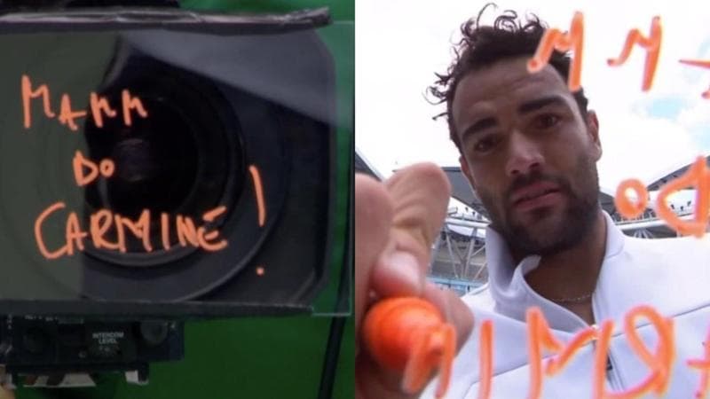 Berrettini scrive sulla telecamera dopo la vittoria