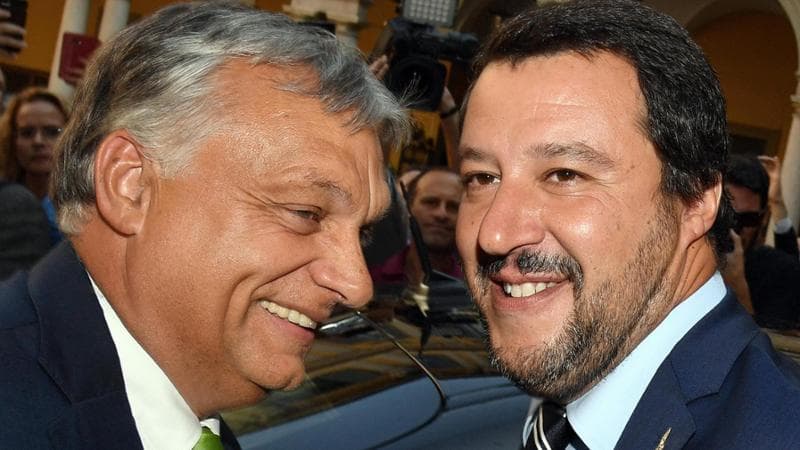 Il premier ungherese Viktor Orban e il ministro dell'Interno Matteo Salvini ANSA/DANIEL DAL ZENNARO
