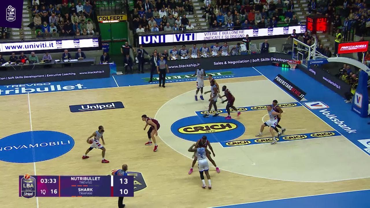 Basket serie A, gli highlights di Treviso - Trapani