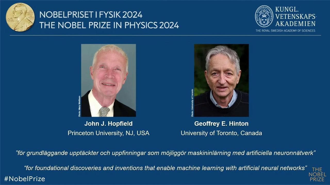 Nobel Fisica a Hopfield e Hinton per le reti neurali: l'annuncio a Stoccolma