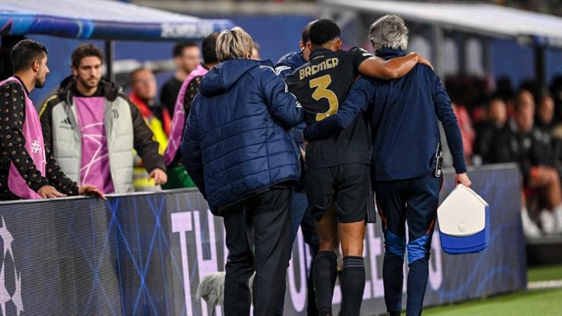 Leipzig, Germany - October 2: Bremer of Juventus injured during the UEFA Champions League 2024/25 League Phase MD2 match between RB Leipzig and Juventus at Red Bull Arena (Leipzig) on October 2, 2024 in Leipzig, Germany. (Photo by Harry Langer/DeFodi Images via Getty Images)
