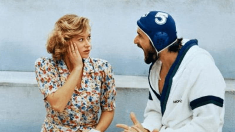 Nanni Moretti in una cvelebre scena di Palombella rossa.