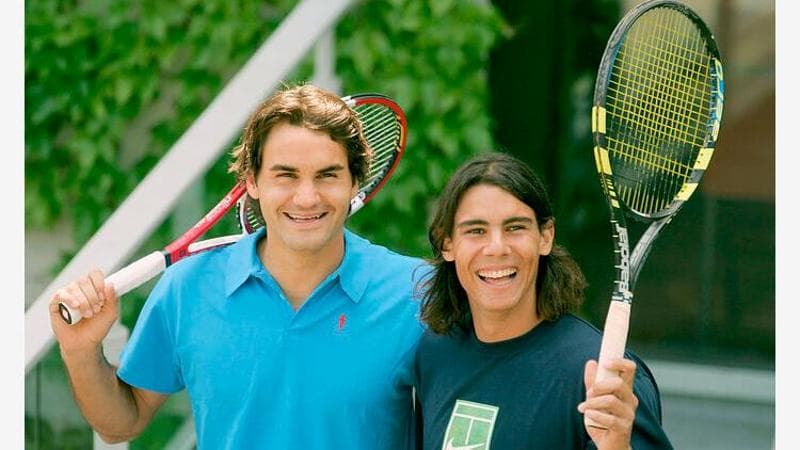 Federer e Nadal in una foto del 2005