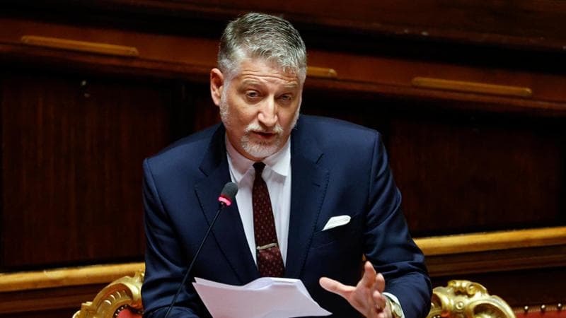 Roma, 10 ottobre: il ministro della Cultura, Alessandro Giuli, durante il question time al Senato