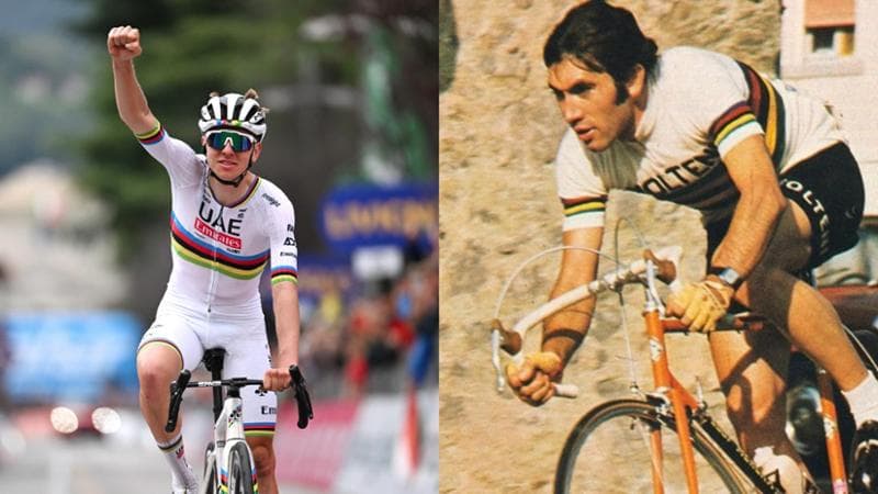 Tadej Pogacar e Eddy Merckx