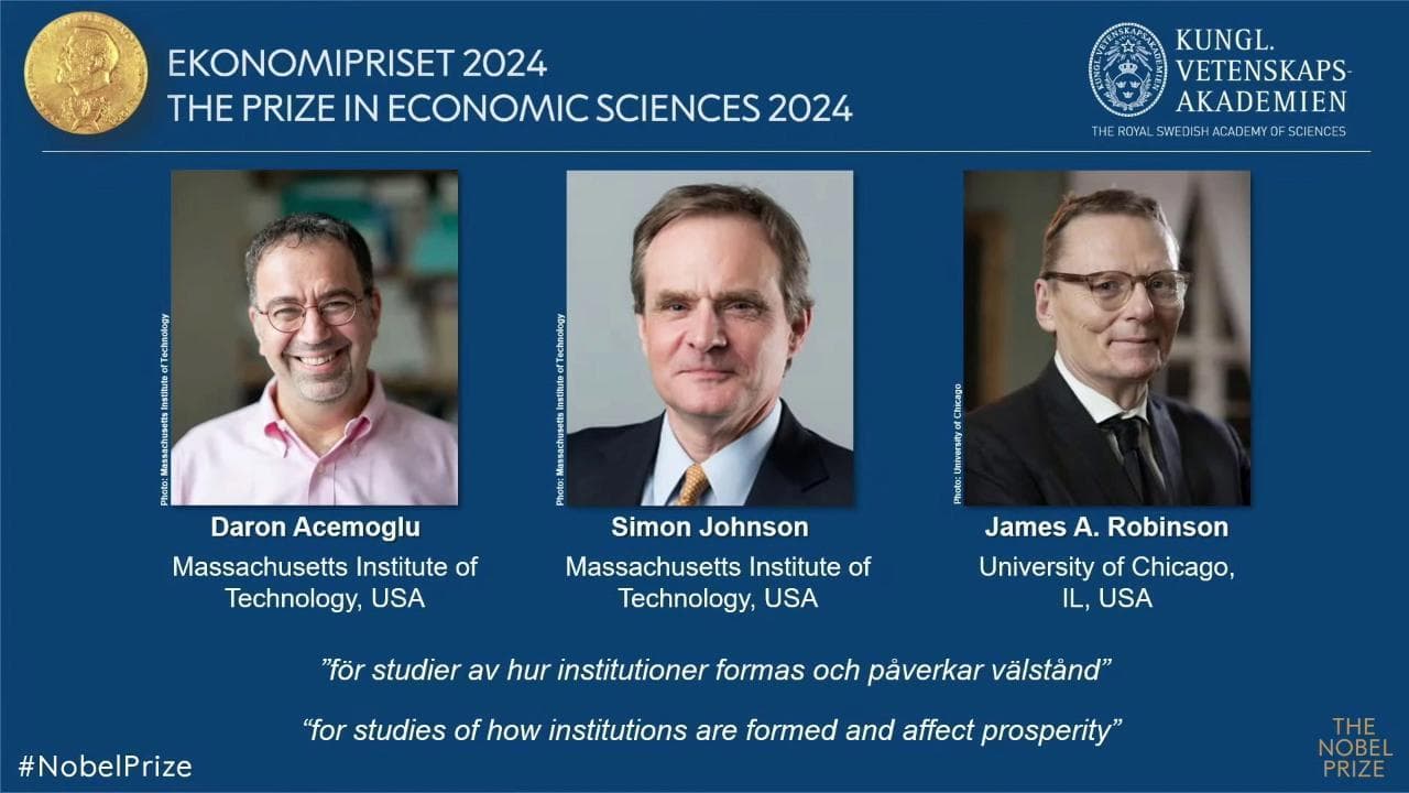 Nobel per l'Economia ad Acemoglu, Johnson e Robinson per gli studi sulle differenze di prosperità fra i Paesi: l'annuncio