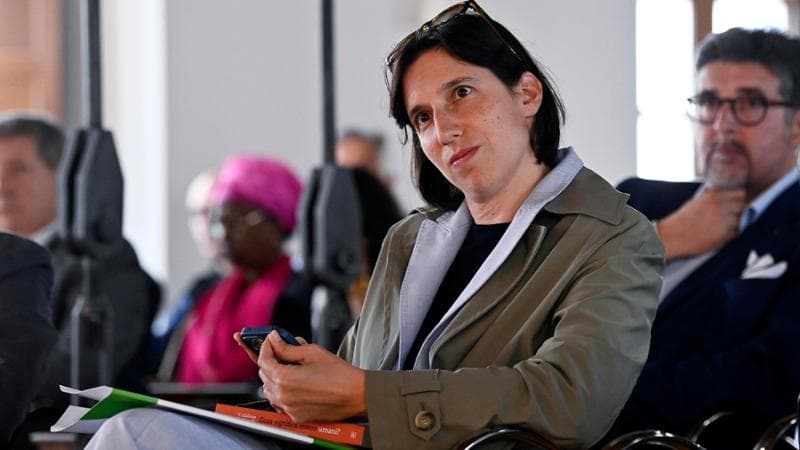 Elly Schlein al convegno nella sede del Pd a Roma