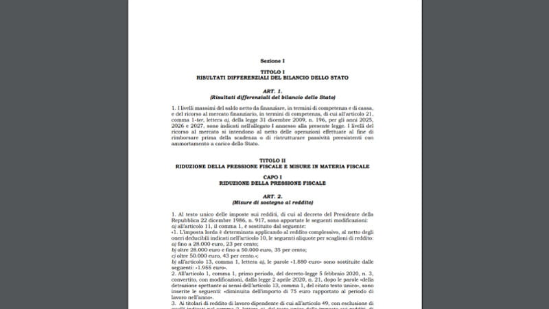 Ecco tutte le novità previste nella manovra