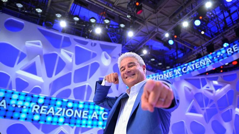 Pino Insegno negli studi RAI di Napoli per il game show "Reazione a catena", 05 giugno 2024. .ANSA/CIRO FUSCO