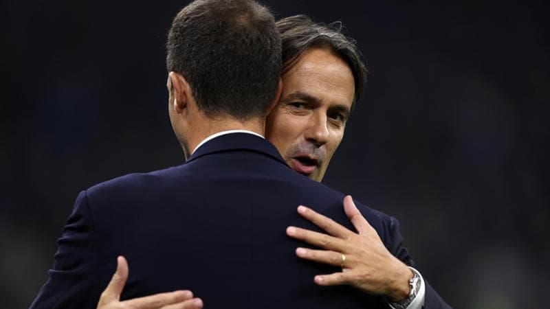 L'abbraccio tra Inzaghi e Thiago Motta