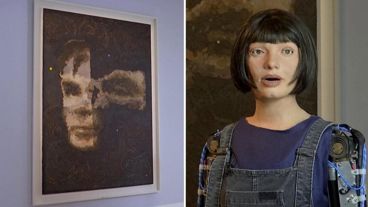 New York, all'asta la prima opera fatta con l'intelligenza artificiale. Parla il robot artista Ai-Da: "Un ritratto di Alan Turing che riflette i nostri mondi frammentati e sfaccettati"