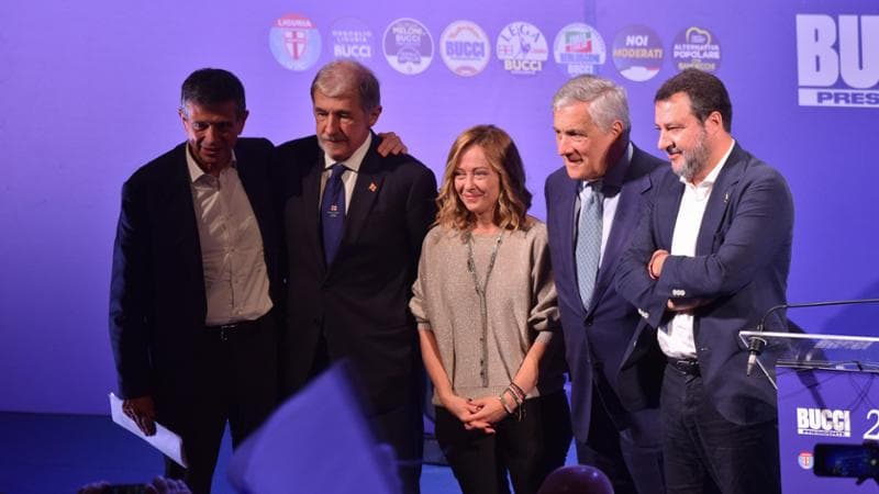 genova chiusura campagna elettorale bucci presenti meloni tajani salvini lupi