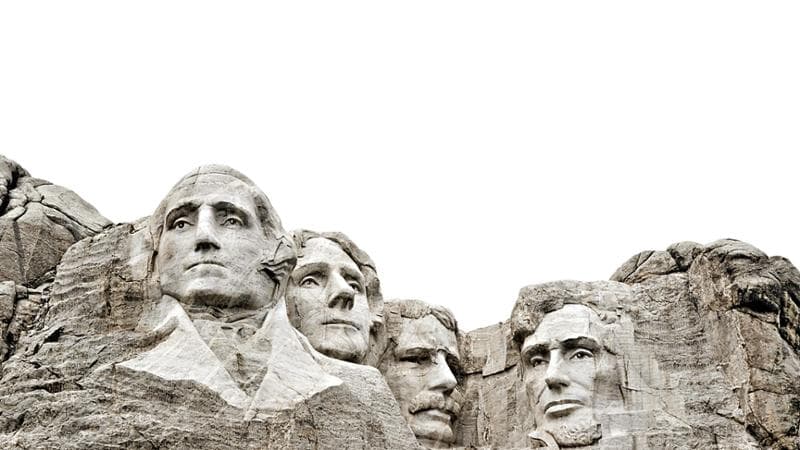 Il Mount Rushmore National Monument in South Dakota con i volti di George Washington, Thomas Jefferson, Theodore Roosevelt e Abraham Lincoln
