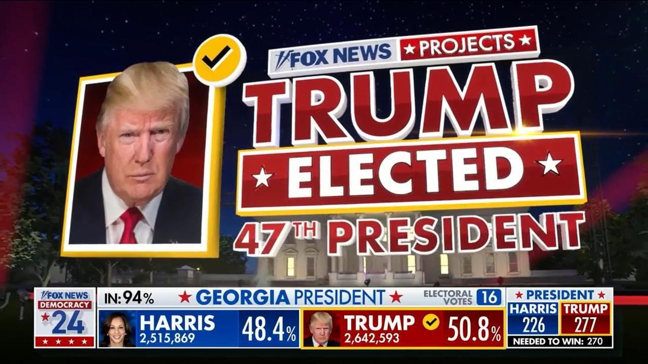 Usa 2024, la 'chiamata' di Fox News: "Donald Trump eletto presidente"