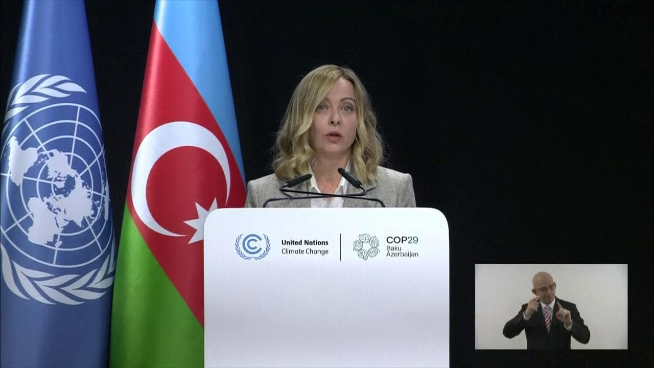 Giorgia Meloni alla Cop29: "Non c'è una singola alternativa ai combustibili fossili, sì anche alla fusione nucleare"