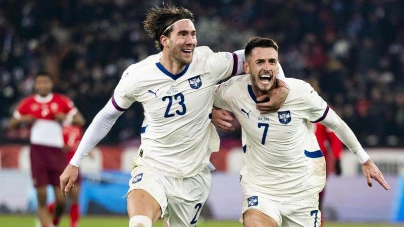 Svizzera-Serbia, Vlahovic esulta con Terzic