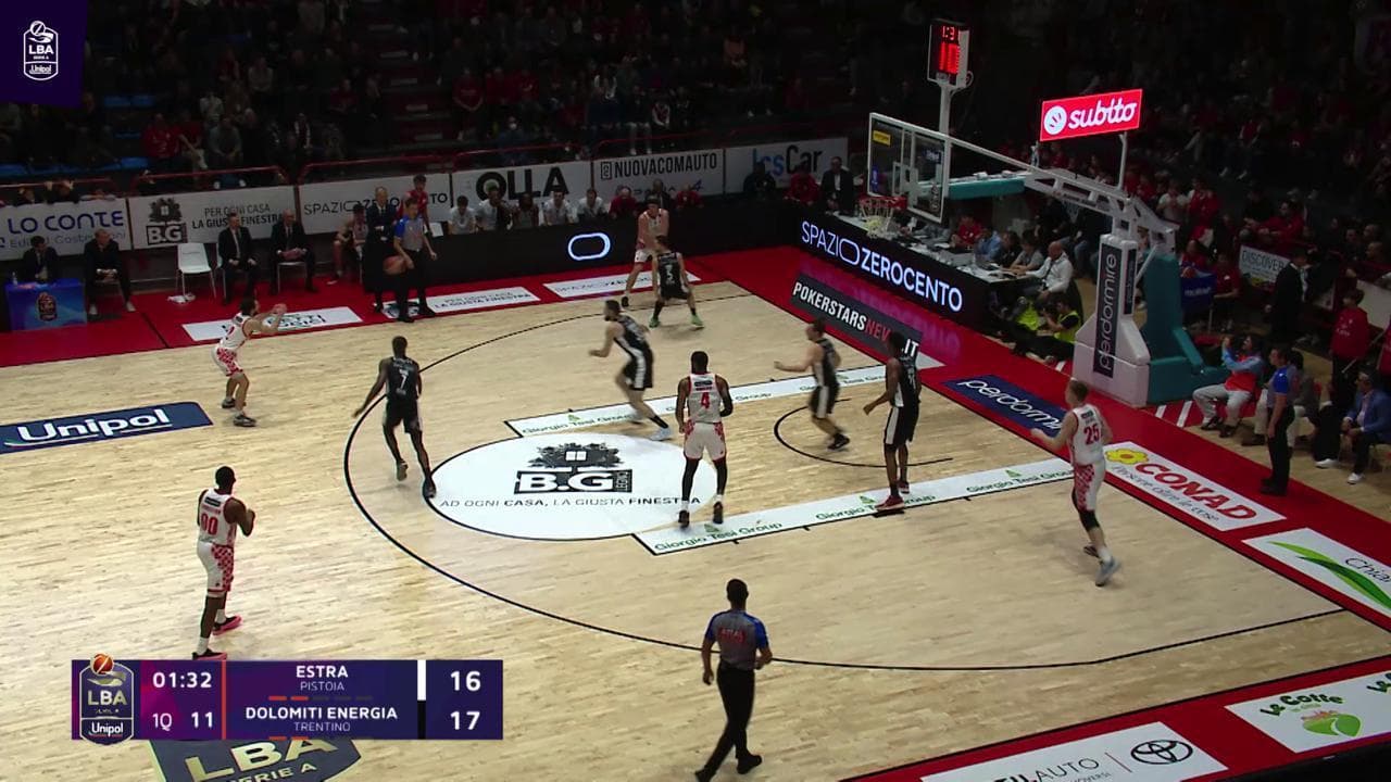 Basket serie A, gli highlights di Pistoia-Trentino
