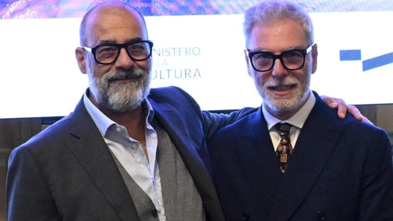 Luca Beatrice con Federico Mollicone&nbsp;alla presentazione&nbsp;della Quadriennale d'arte
