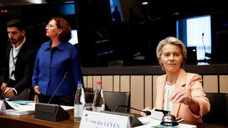 European Commission President Ursula von der Leyen attends a meeting with the European Parliament's Conference of Presidents to discuss the suggested structure and portfolios of the College of Commissioners in Strasbourg, France September 17, 2024. REUTERS/Johanna Geron