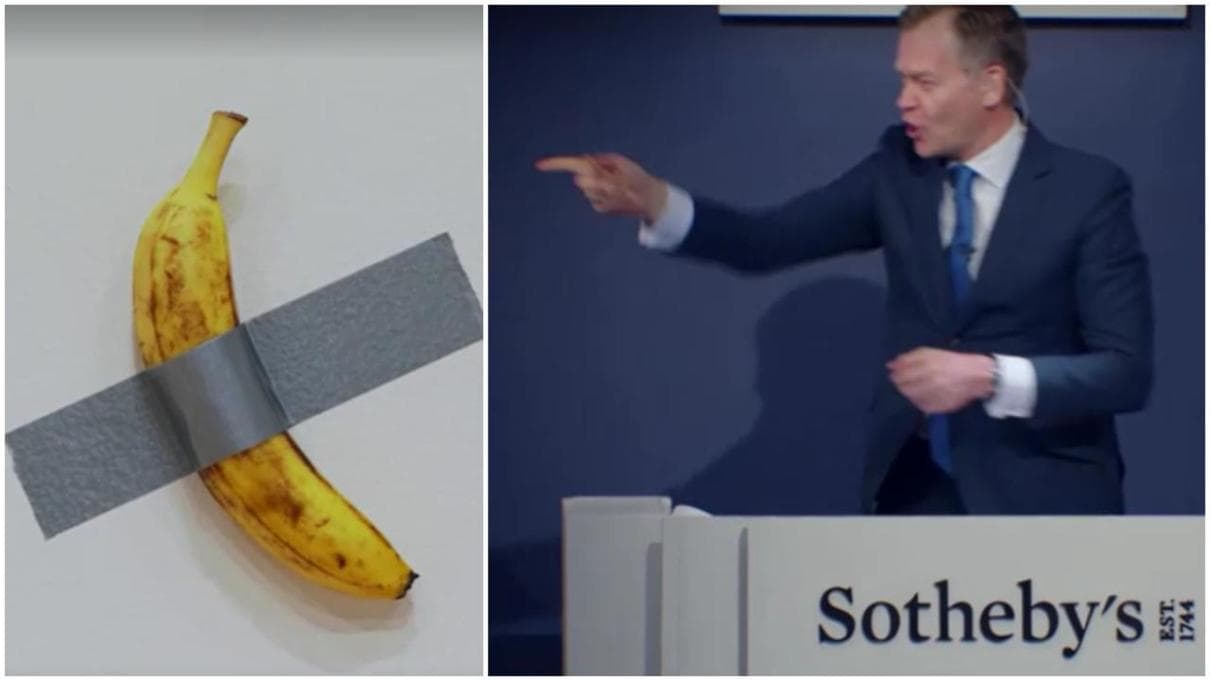La banana di Maurizio Cattelan venduta all’asta per 6,2 milioni di ...