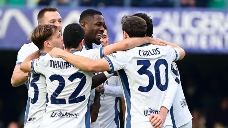 I giocatori dell'Inter in festa
