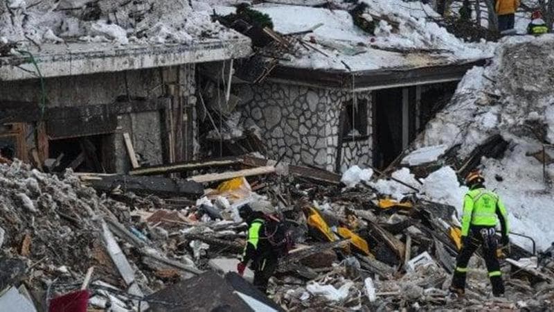L'hotel di Rigopiano travolto dalla valanga