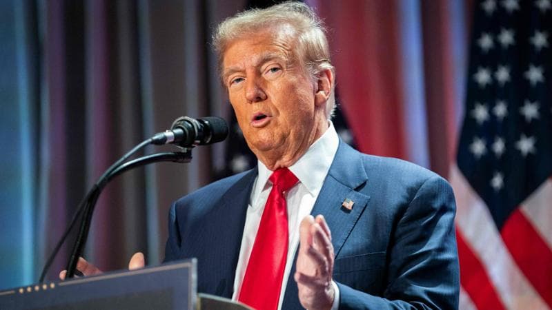 US President-elect Donald Trump speaks during a meeting with House Republicans at the Hyatt Regency hotel in Washington, DC on November 13, 2024. (Photo by Allison ROBBERT / POOL / AFP)