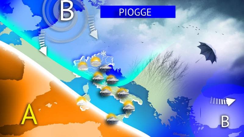 Previsioni meteo, pioggia e neve al Centro-Sud poi arriva il ciclone dell’Immacolata