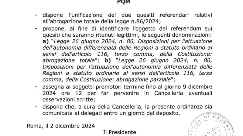 Autonomia, primo sì ai referendum per l’abrogazione