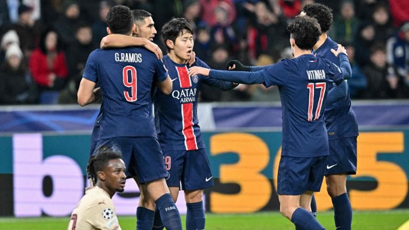L'esultanza dei giocatori del Psg