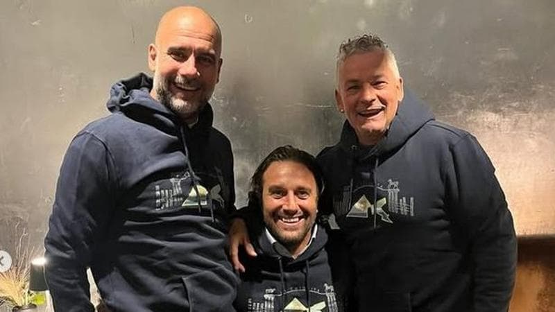 Pep Guardiola con Roberto Baggio e Luca Toni