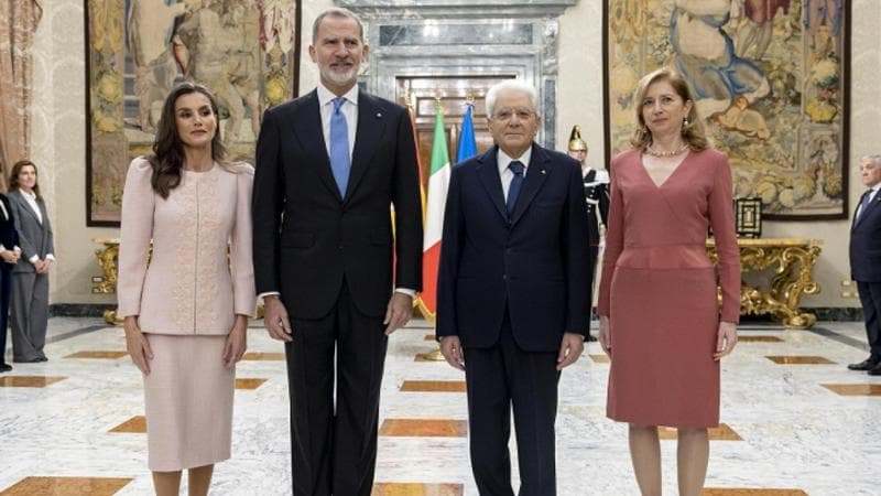 Sergio Mattarella riceve al Quirinale il Re Felipe VI e la Regina Letizia di Spagna