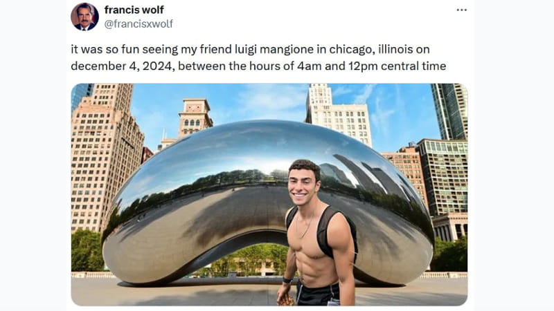 Uno dei meme su Luigi Mangione comparsi in questi giorni sui social americani