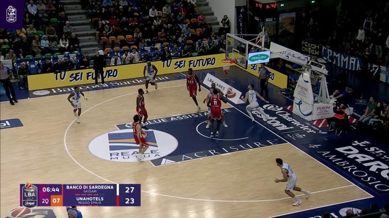 Basket serie A, gli highlights di Sassari - Reggio Emilia