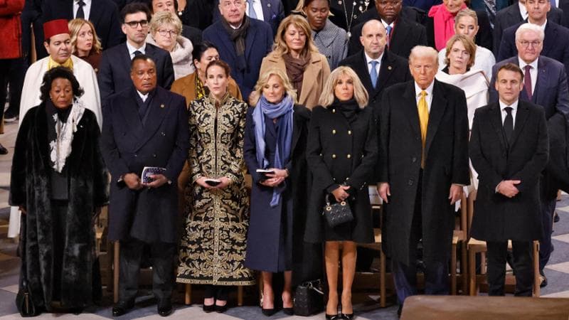 Parigi, 7 dicembre: Donald Trump e gli altri leader all'inaugurazione di Notre-Dame