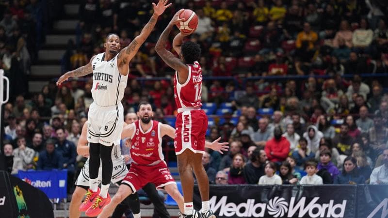 Un'immagine di Olimpia Milano-Virtus Bologna in Eurolega
