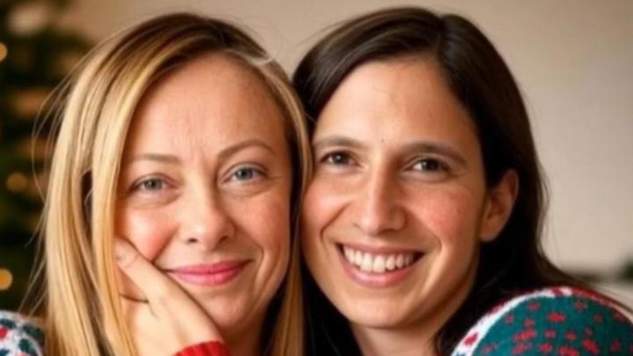 Mammucari e Fagnani o Meloni e Schlein: baci e abbracci di Natale. Ma solo grazie all'AI