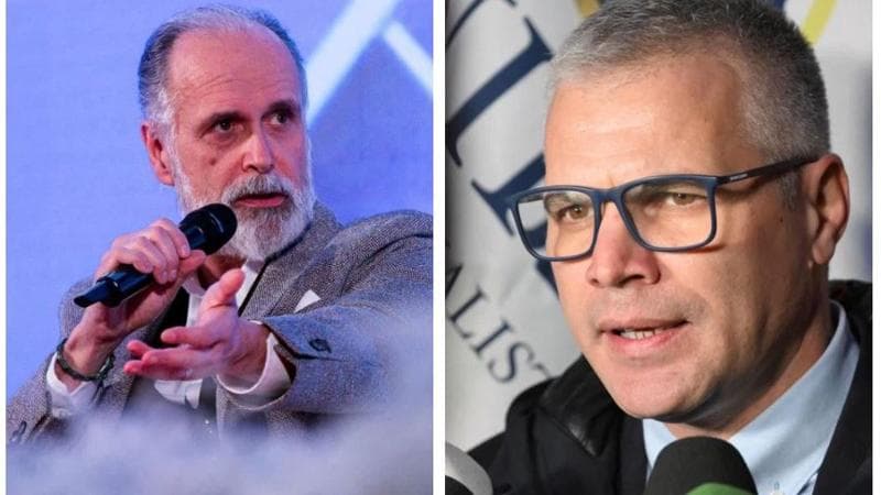A destra, l'ad della rai Giampaolo Rossi. A destra, il segretario di Unirai Francesco Palese