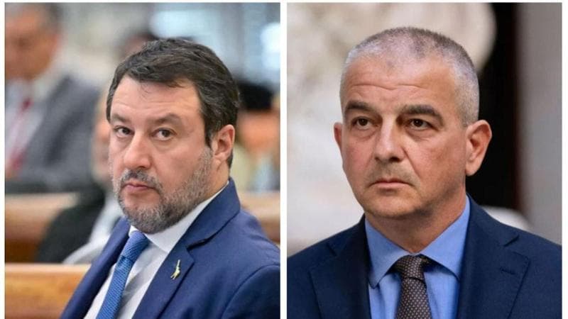 Il ministro dei Trasporti, Matteo Salvini, e il sottosegretario alla presidenza del Consiglio, Giovanbattista Fazzolari