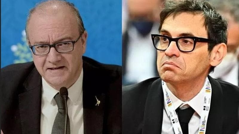 Il ministro dell'Istruzione Giuseppe Valditara e, a destra, lo scrittore Nicola Lagioia