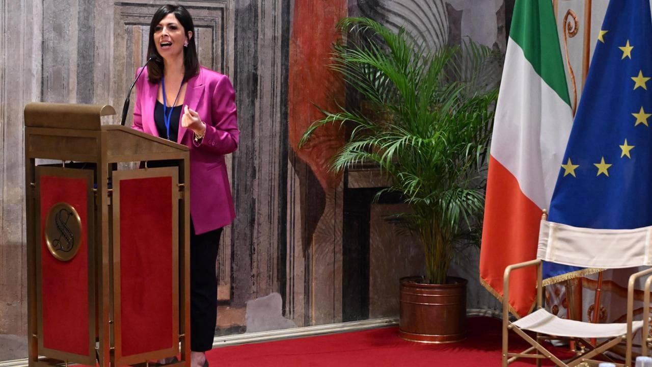 L'intervento della presidente della Commissione di Vigilanza Rai, Barbara Floridia, nel corso della sua iniziativa " Le sfide del servizio pubblico" a Roma, 6 novembre 2024.
ANSA/MAURIZIO BRAMBATTI