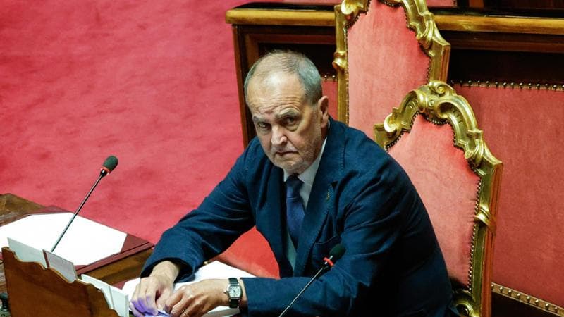 Roberto Calderoli in Senato durante il voto di fiducia sul DL Misure fiscali e economiche, Roma, 1 Ottobre 2024. ANSA/GIUSEPPE LAMI