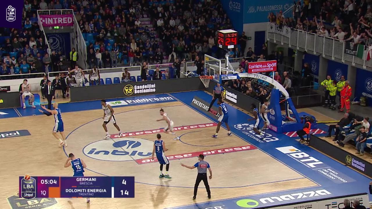 Basket serie A, gli highlights di Brescia vs Trento