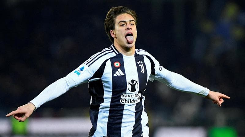 Kenan Yildiz esulta dopo il gol al Torino