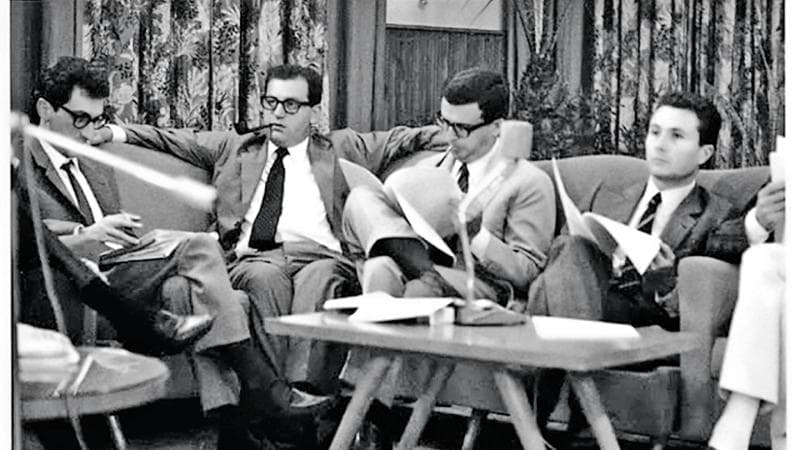 Da sinistra: Edoardo Sanguineti, Umberto Eco, Furio Colombo, Alberto Arbasino
