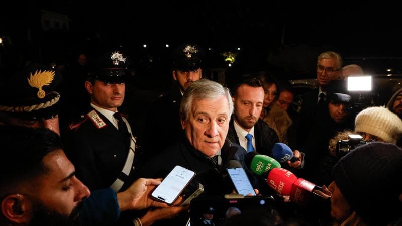 Il ministro degli Affari Esteri Antonio Tajani a Palazzo Borromeo durante la presentazione del libro di Antonio Preziosi 'Linea Segreta'', Roma, 15 Gennaio 2025. ANSA/GIUSEPPE LAMI